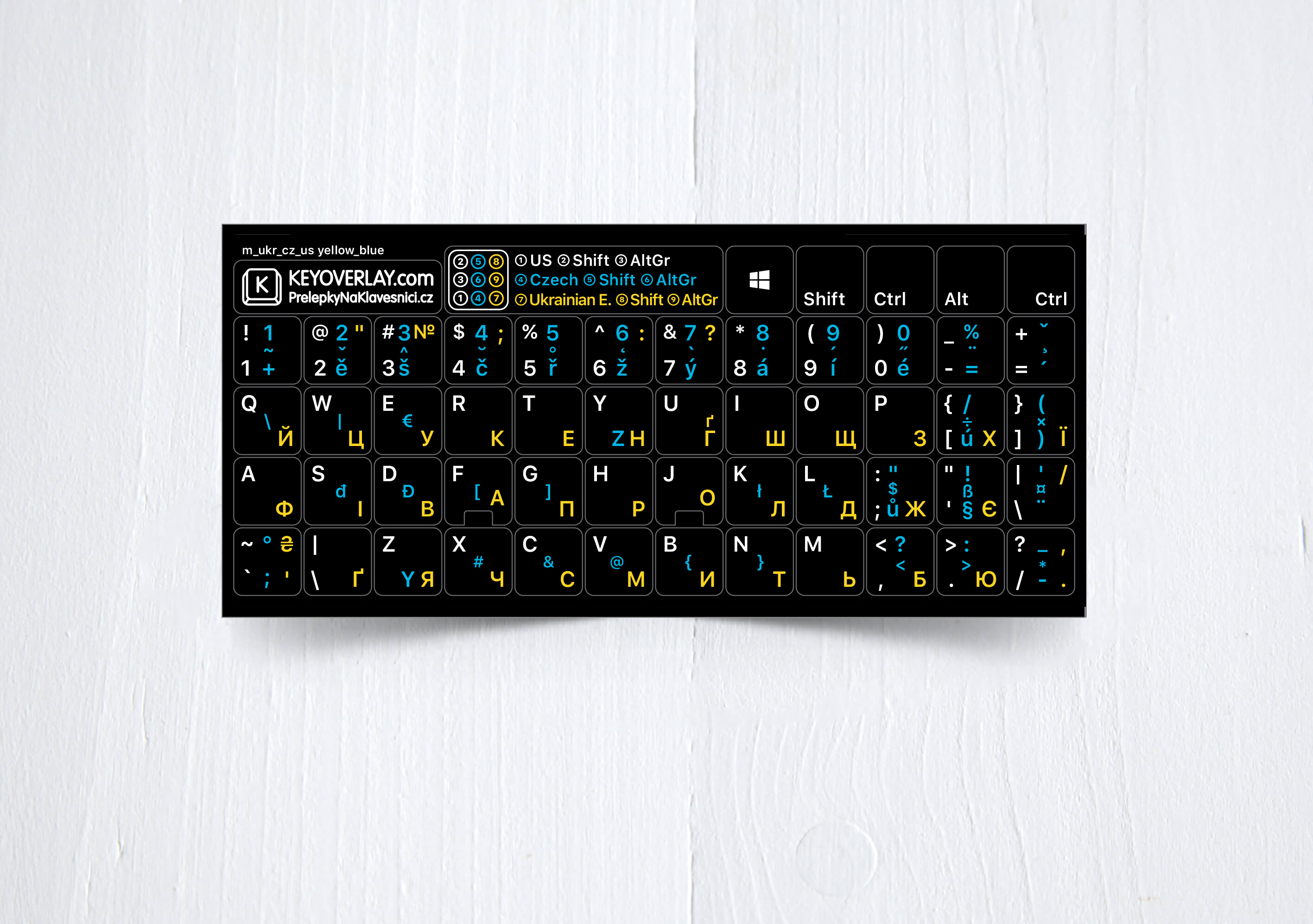Czech, English, Ukrainian - keyboard stickers